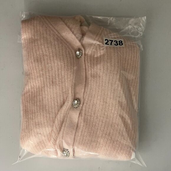Boden Cardigan Sweater Womens Sz Small Blush Pink Maggie Rhinestone Knit V Neck - Picture 10 of 10